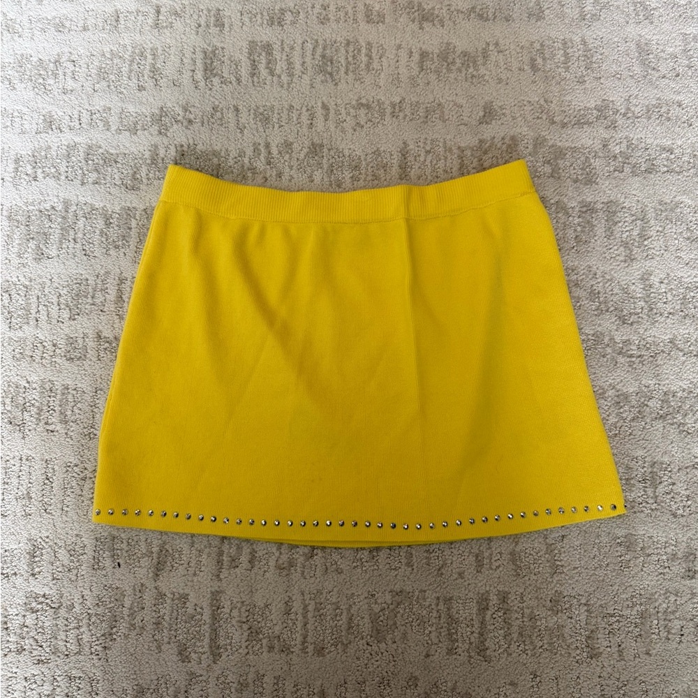 Yellow Stud Hem Mini Skirt - Women